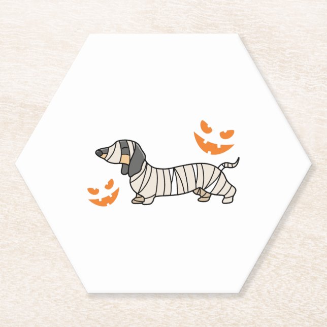 Dackel Hund Halloween Candy Corn Vollmond Untersetzer (Vorderseite)