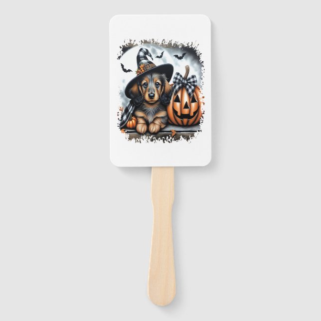 Dackel Hund Halloween Fächer (Vorderseite)