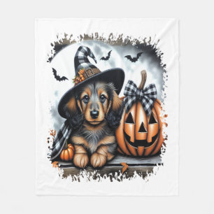 Dackel Hund Halloween Fleecedecke