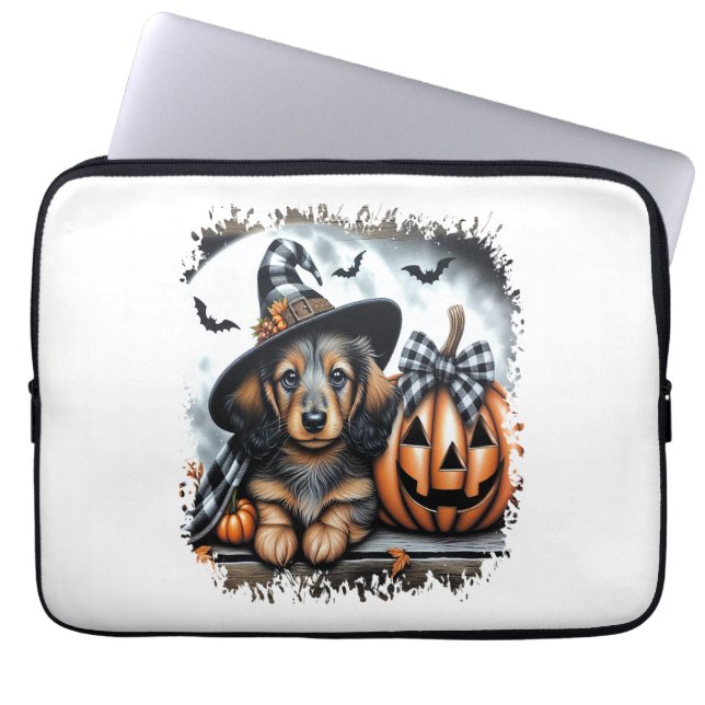 Dackel Hund Halloween Laptopschutzhülle (Vorderseite)