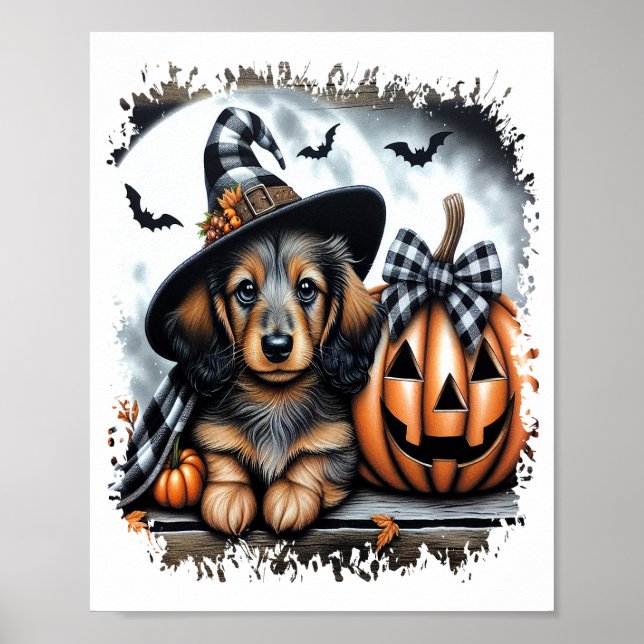 Dackel Hund Halloween Poster (Vorne)