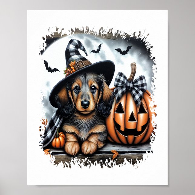 Dackel Hund Halloween Poster (Vorne)