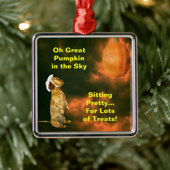 Dackel Hund Halloween Pumpin Eerie Silbernes Ornament (Baum)