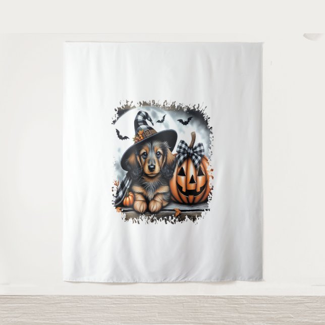 Dackel Hund Halloween Wandteppich (Vorderseite)