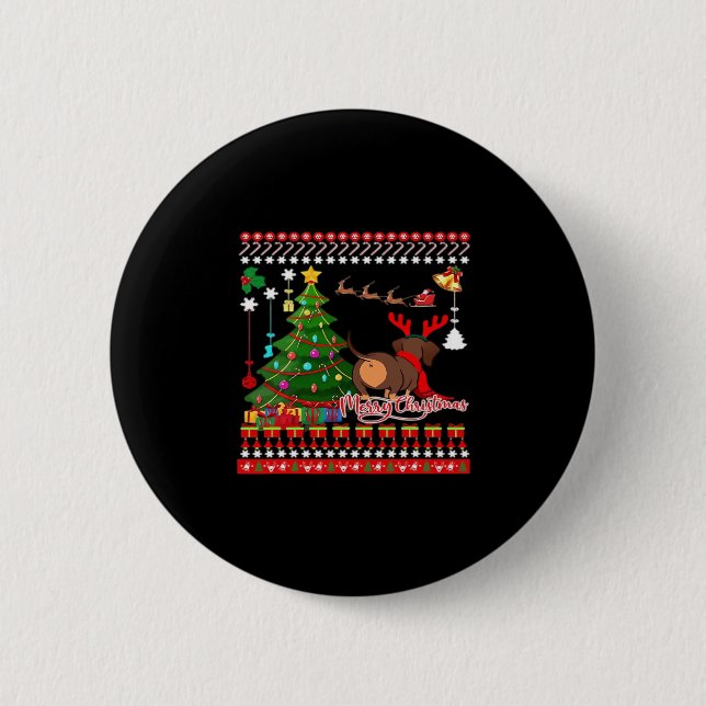 Dackel Hund Hintern Weihnachten Ugly Classic T - S Button (Vorderseite)