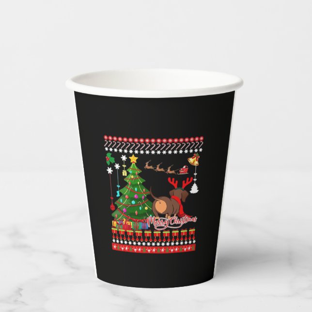 Dackel Hund Hintern Weihnachten Ugly Classic T - S Pappbecher (Vorderseite)