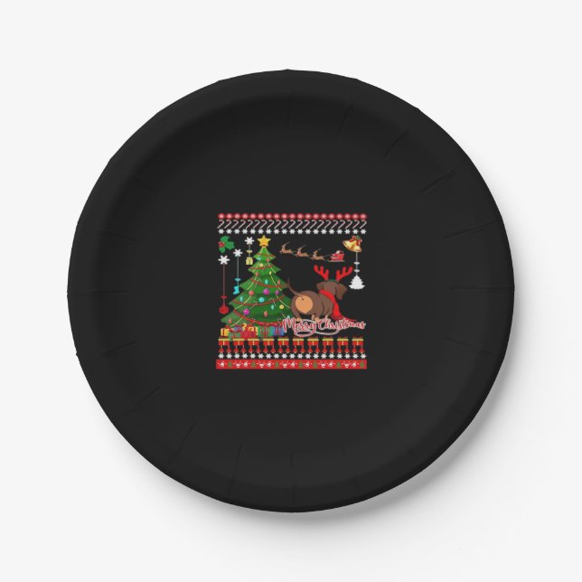 Dackel Hund Hintern Weihnachten Ugly Classic T - S Pappteller (Vorderseite)