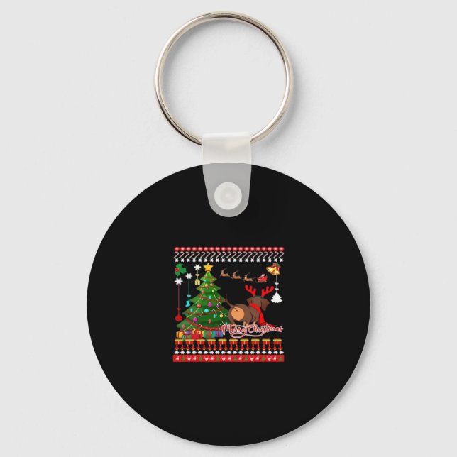 Dackel Hund Hintern Weihnachten Ugly Classic T - S Schlüsselanhänger (Vorderseite)