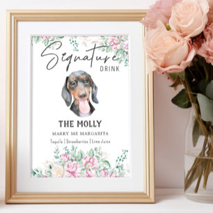 Dackel Hund Hochzeitsignatur Trinkzeichen Poster