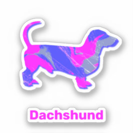 Dackel Hund Hund Hot Pink & Blue Vinyl Sticker