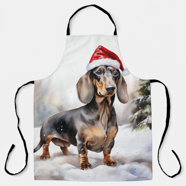 Dackel Hund im Schnee Weihnachten Schürze (Vorderseite)