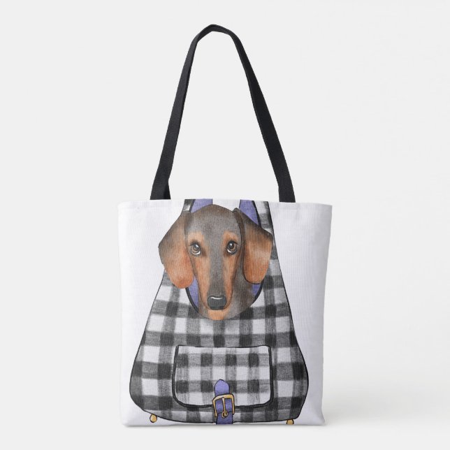 Dackel Hund in einem Beutel Tasche (Rückseite)