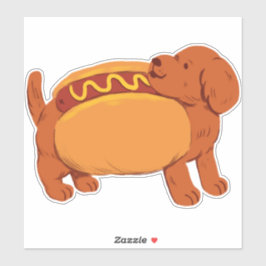 Dackel Hund in Hot Dog Kostüm Custom Cut Vinyl Aufkleber