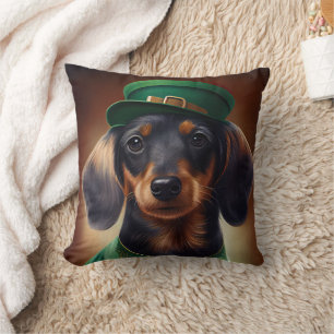 Dackel Hund in St. Patrick's Day Dress Kissen
