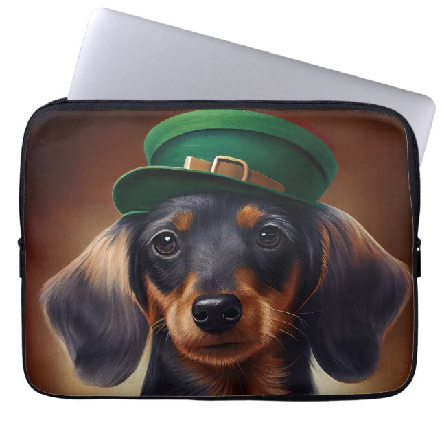 Dackel Hund in St. Patrick's Day Dress Laptopschutzhülle (Vorderseite)