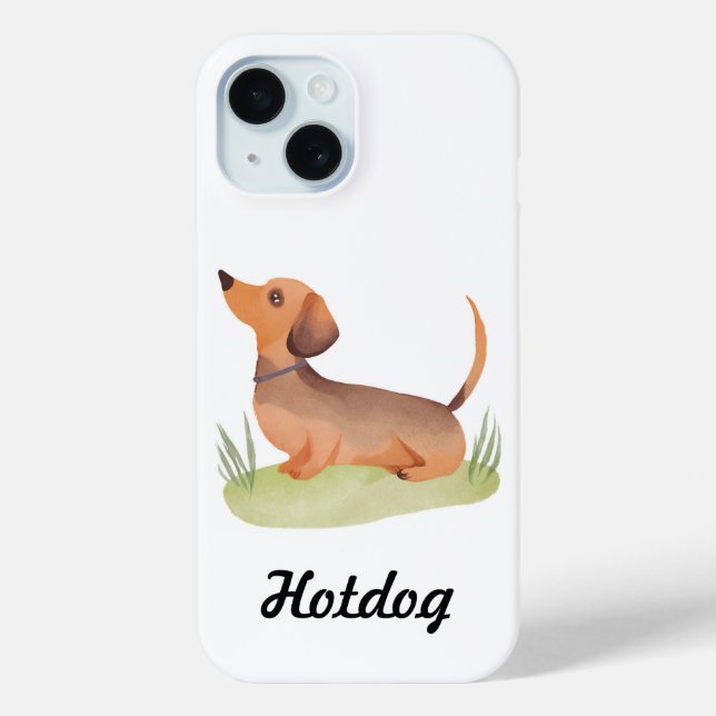 Dackel Hund | Individuelle Name Hund Wasserfarbe Case-Mate iPhone Hülle (Rückseite)