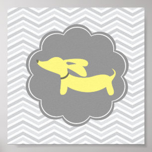 Dackel Hund Kinderzimmer Art Gelbes Geschlecht Neu Poster