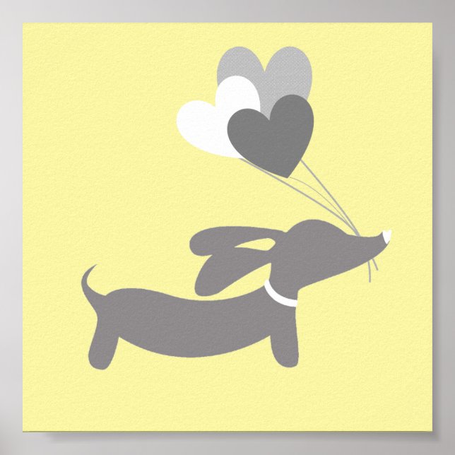 Dackel Hund Kinderzimmer Art Gelbes Geschlecht Neu Poster (Vorne)