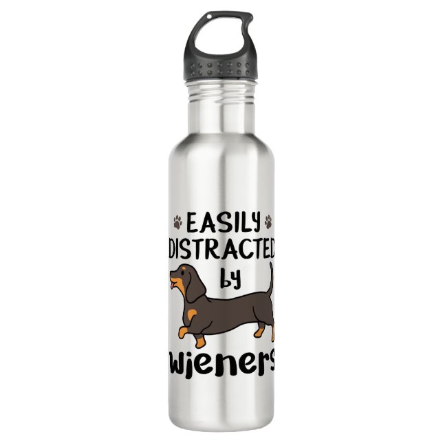 Dackel Hund leicht von Dackeln abgelenkt Edelstahlflasche (Vorderseite)