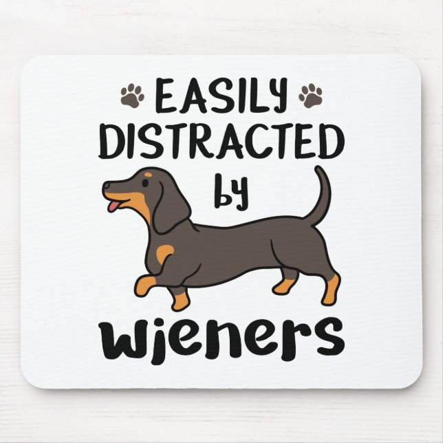 Dackel Hund leicht von Dackeln abgelenkt Mousepad (Vorne)