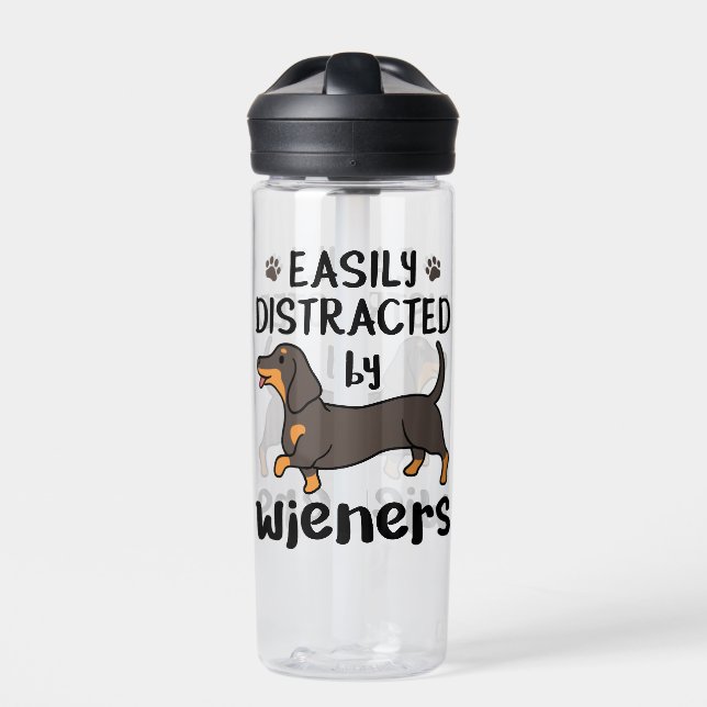 Dackel Hund leicht von Dackeln abgelenkt Trinkflasche (Vorderseite)
