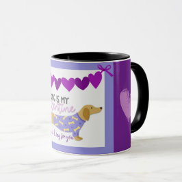 Dackel Hund Lila Herz Funny Custom Text Niedlich Tasse