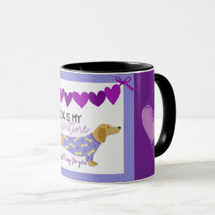 Dackel Hund Lila Herz Funny Custom Text Niedlich Tasse