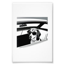 Dackel Hund mit Brillenrennen in Autodruck