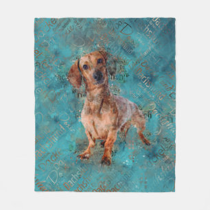 Dackel Hund Mixed Media Art Fleecedecke