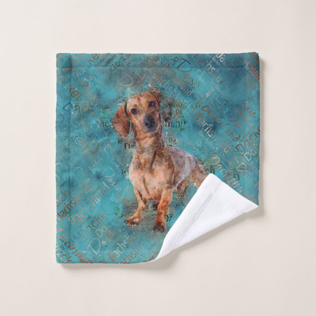 Dackel Hund Mixed Media Art Waschlappen (Waschlappen)