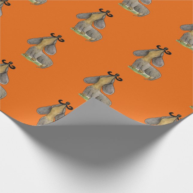 Dackel Hund Mustache Dackel Orange Geschenk Wrap P Geschenkpapier (Ecke)