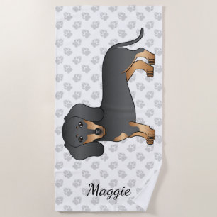 Dackel Hund & Name für schwarze und schwarze Maske Strandtuch