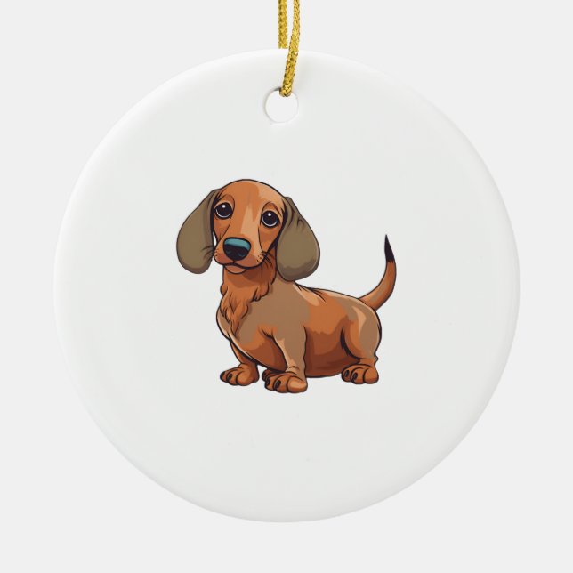 Dackel Hund Niedlich Keramik Ornament (Vorne)