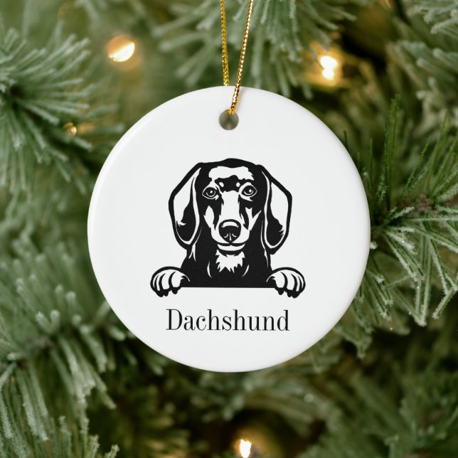 Dackel Hund Personalisierten Haustier Ornament, Cu Keramik Ornament (Baum)