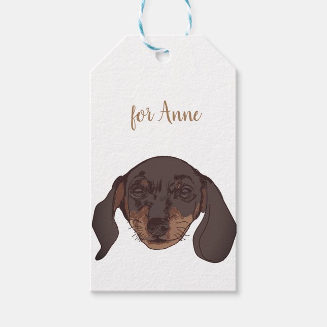 Dackel Hund Portrait Custom Geschenkanhänger (Vorderseite)
