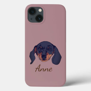Dackel Hund Portrait Individuelle Name Case-Mate iPhone Hülle