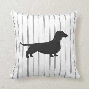 Dackel Hund Silhouette auf Streifen Kissen