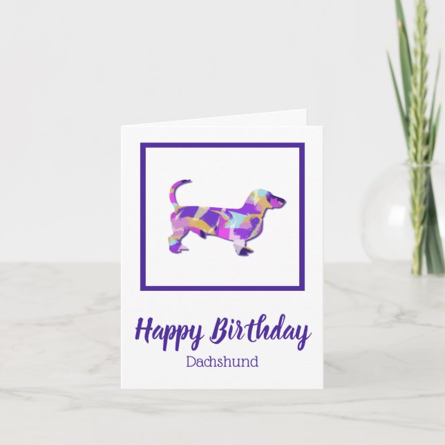 Dackel Hund Silhouette Niedlich PPY&B Geburtstag Karte (Vorderseite)