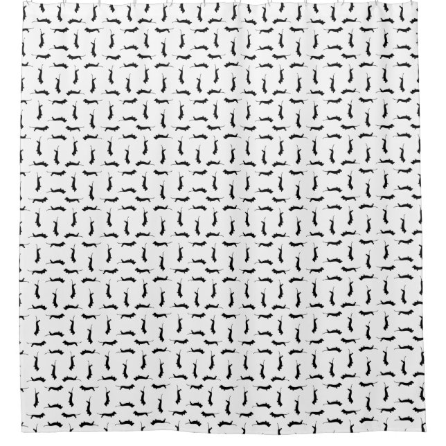 Dackel Hund Silhouetten CUSTOM HINTERGRUNDFARBE Duschvorhang (Vorderseite)