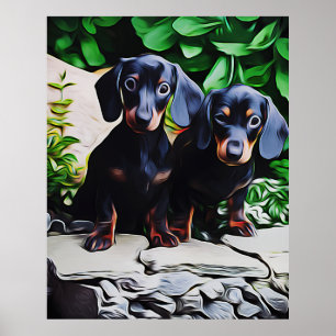 Dackel Hund Sommergarten Geburtstag Poster