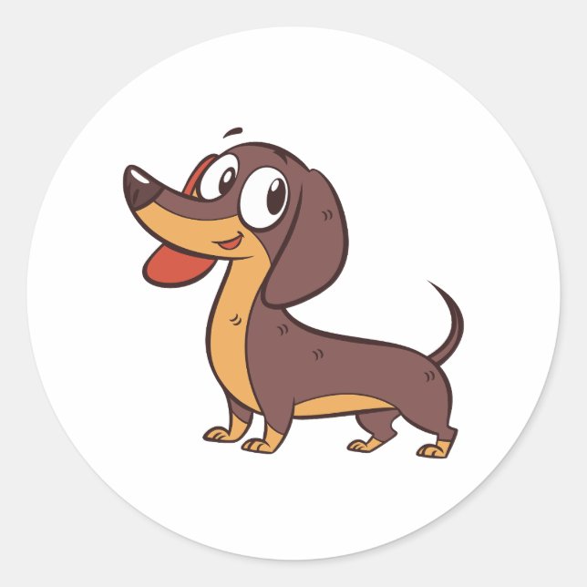 Dackel Hund Stehend Funny Runder Aufkleber (Vorderseite)