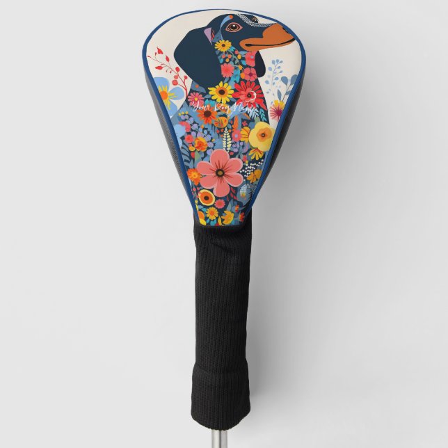 Dackel Hund und Blume 002 - Schneiderjuwel Golf Headcover (Vorderseite)