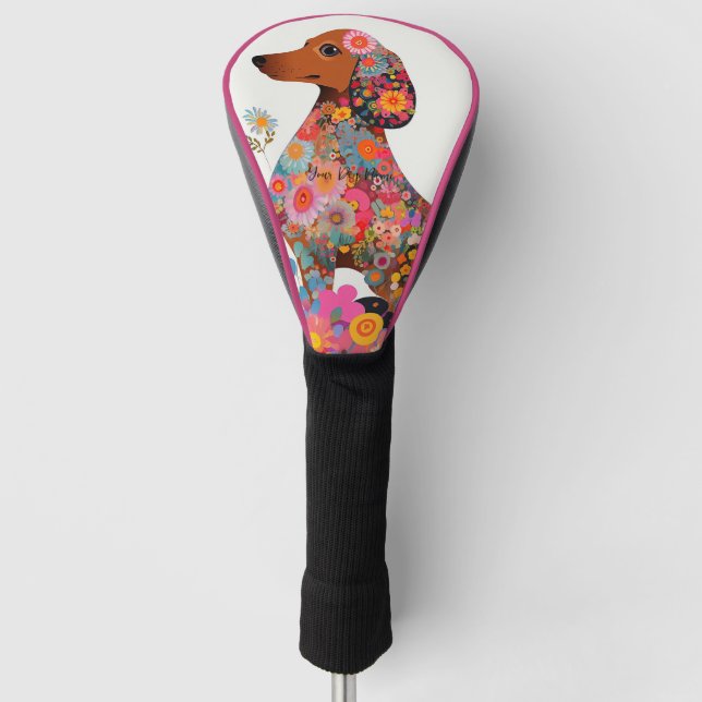 Dackel Hund und Blume 004 - Schneiderjuwel Golf Headcover (Vorderseite)