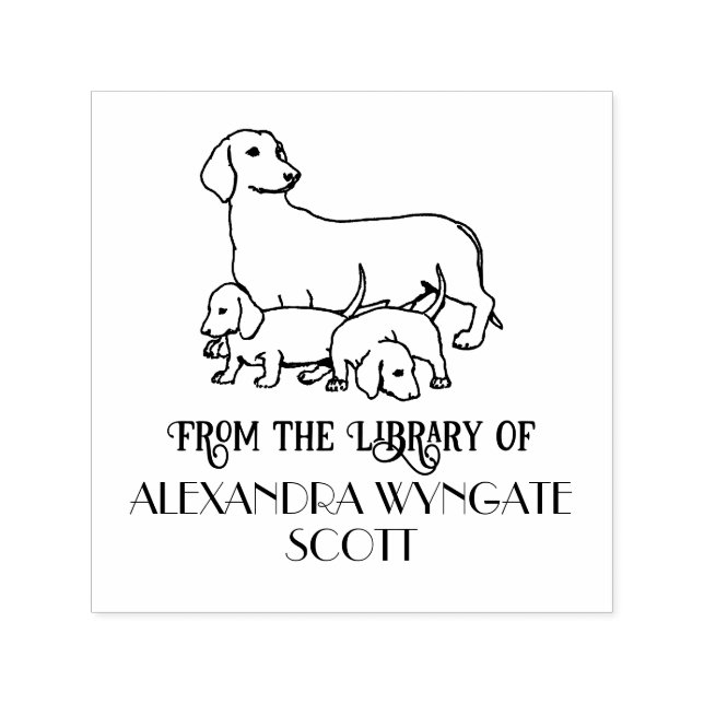 Dackel Hund und Welpen Bibliotheksname Permastempel (Design)