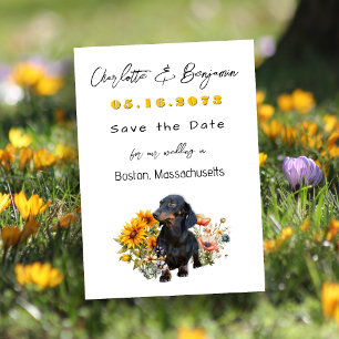 Dackel Hund und Wildblumen Save the Date