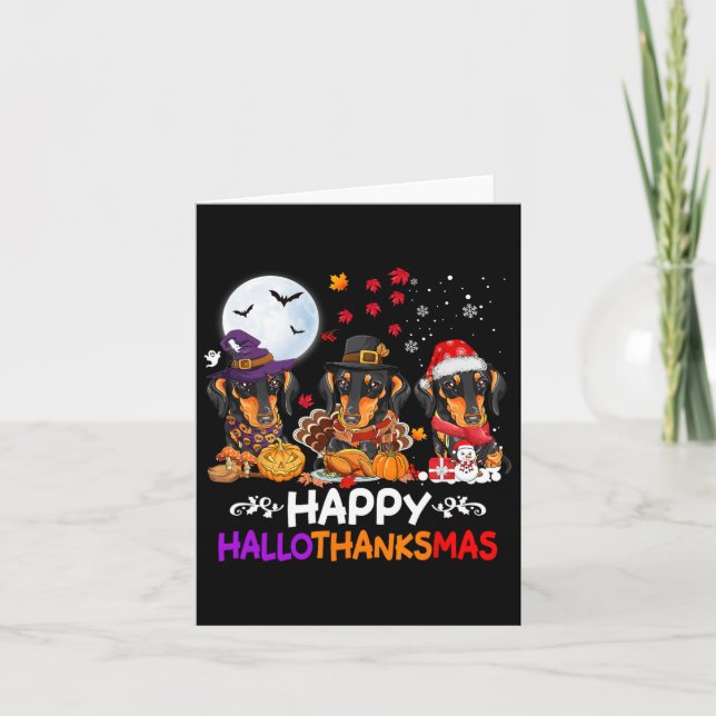 Dackel Hund Weihnachten Frohe Hallothankmas Danke Karte (Vorderseite)