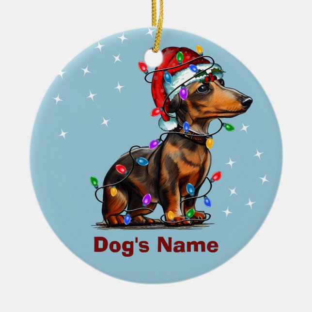 Dackel Hund Weihnachten Personalisierte Ornamente (Vorne)