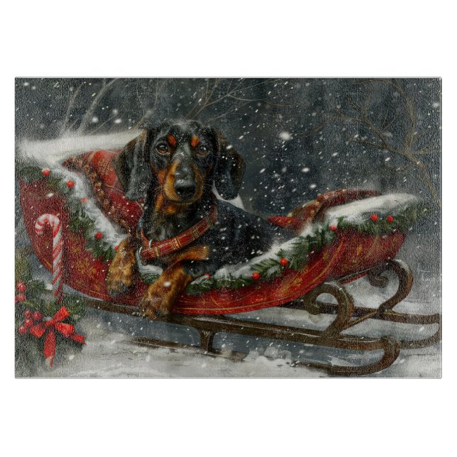 Dackel Hund Weihnachten Schneidebrett (Vorderseite)