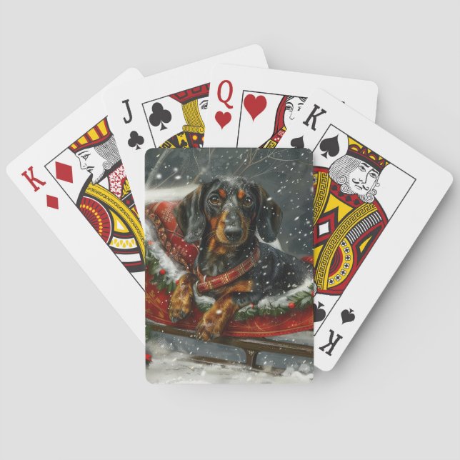 Dackel Hund Weihnachten Spielkarten (Rückseite)