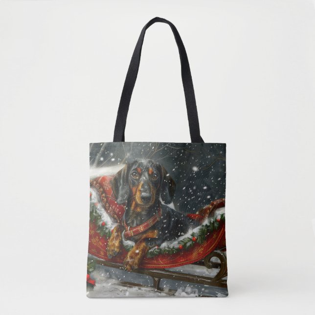 Dackel Hund Weihnachten Tasche (Vorderseite)